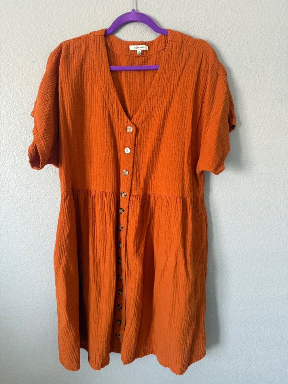 Madewell Orange Short Sleeve 1X Dress Worn Once